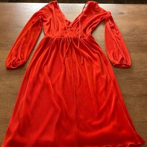 Orange Vintage Plunge Neck Dress